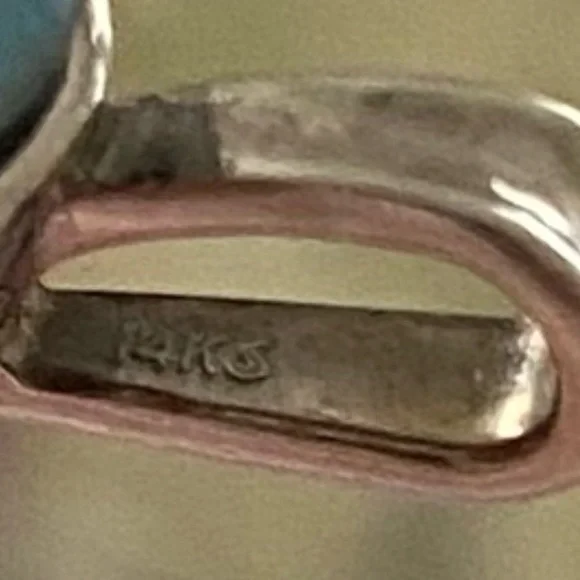 Blue Opal 14 K White Gold Necklace - Picture 8 of 9